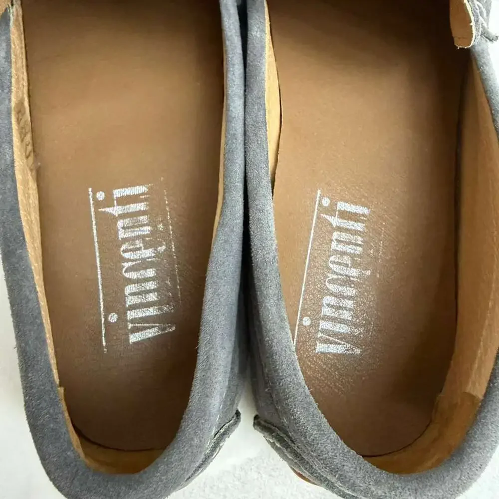 Vincenti Men's Gray Suede Contrast Stitching Loafers Sz 44 US 10.5